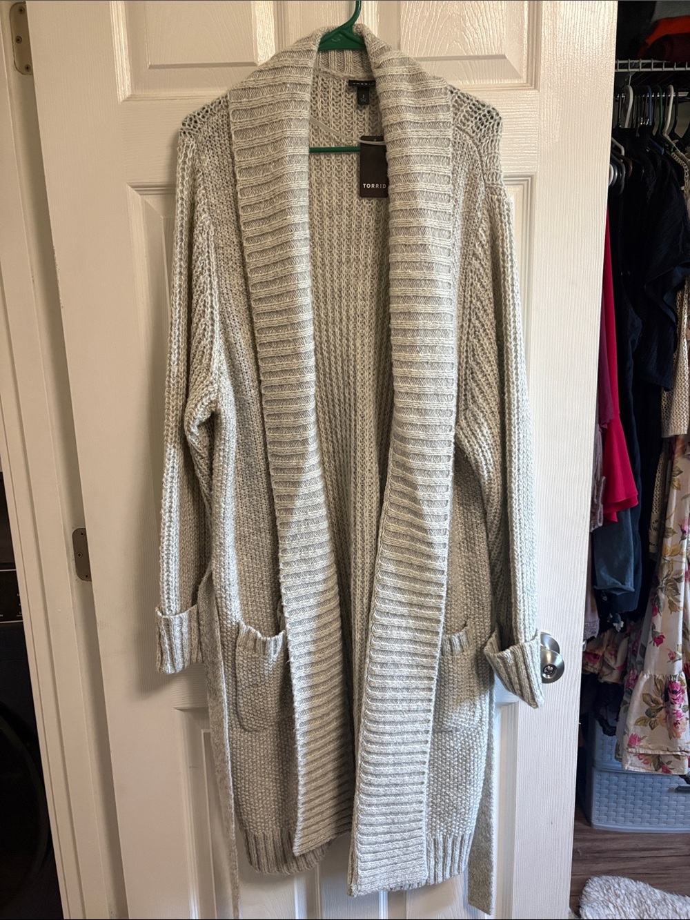 torrid Heather Gray Open-Front Ribbed Shawl Collar Cardigan